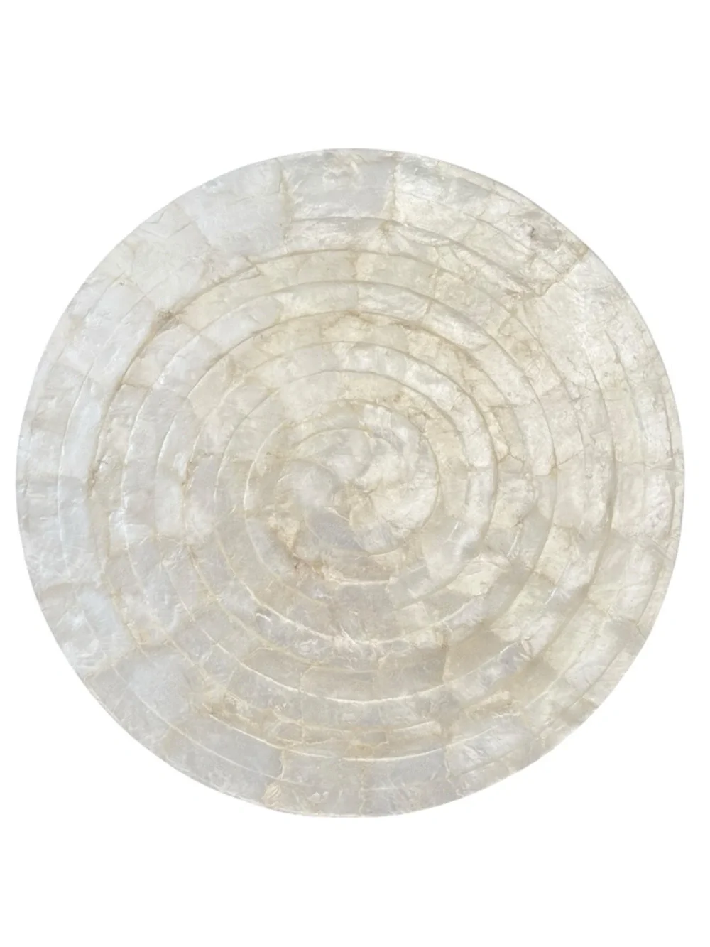 Set (2) Pearly Crate&Barrel Genuine Capiz Shell Round Placemats Chargers 14”